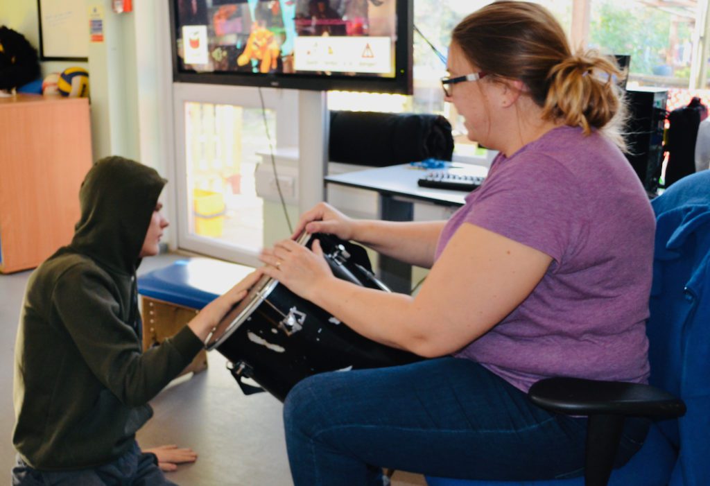 PMLD student drumming