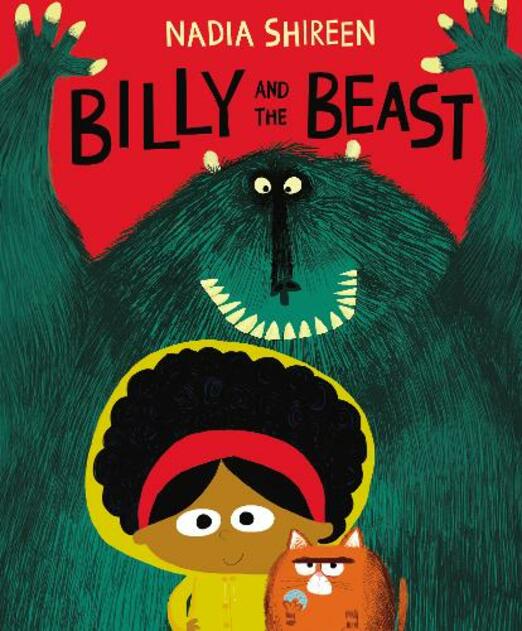 Cover of Billy and the Beast - girl with red hair band and afro with cat and figure in background