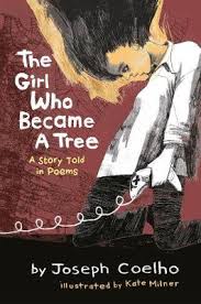 Illustrated cover of The Girl who became a tree - child looking down