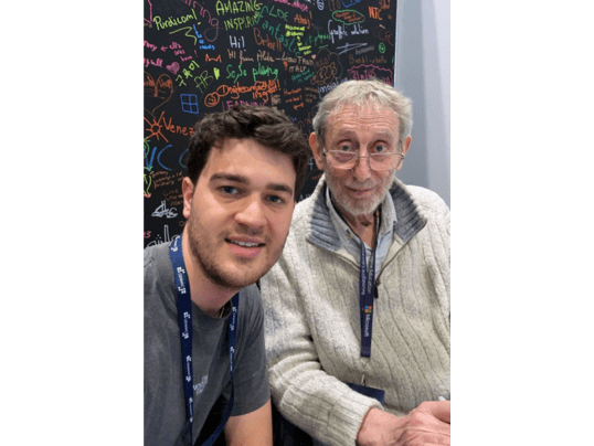 James with author Michael Rosen