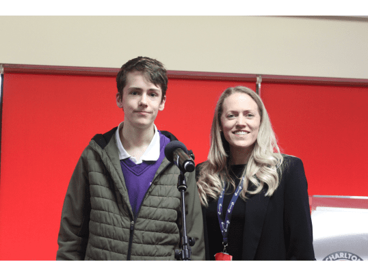 Student ambassador Austin from Vanguard School with Advisory Teacher Vicky Annan