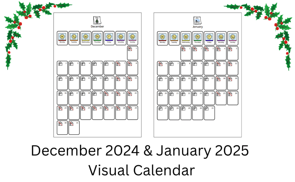 Dec 2024 Jan 2025 Calendar With Symbols December 2024 and January 2025 Visual Calendar