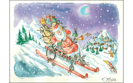 Illustration by Korky Paul from the storybook One Snowy Christmas Eve by author Marc Bratcher