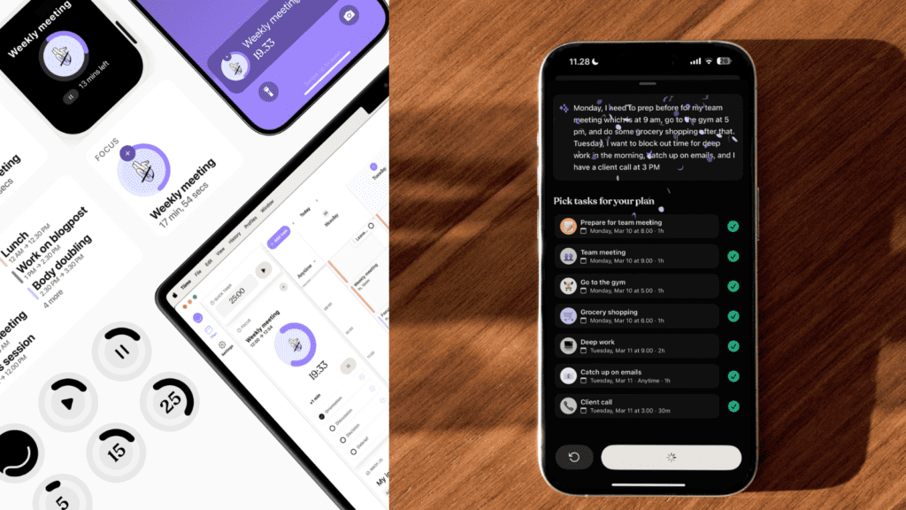 Tiimo app on a mobile screen and a tablet Tiimo app on a mobile screen and a tablet