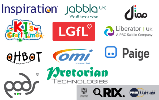 Communication Works South 2025 Exhibitors Communication Works Exhibitors - Inspiration, Jabbla UK, Jiao, KJs Craft Time, LGfL, Liberator UK, Ohbot, OM Interactive, Paige, PODS, Pretorian Technologies, RIX.