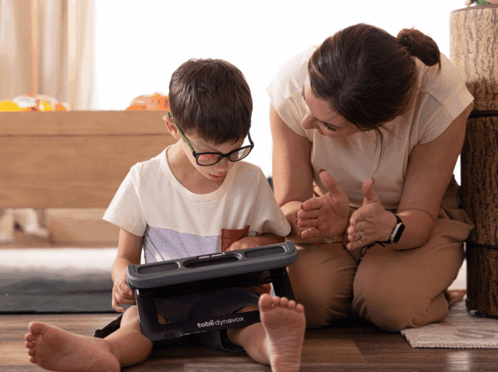 Child using a tobii dynavox device to support his communication Child using a tobii dynavox device to support his communication