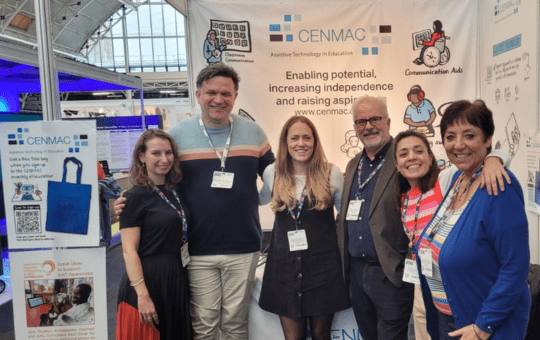Advisory teachers Carys, Wayne, Victoria, David, Ana and Maureen on the CENMAC stand