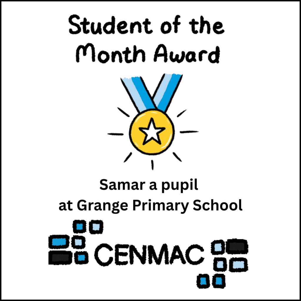 Student of the Month Award Samar a pupil at Grange Primary School