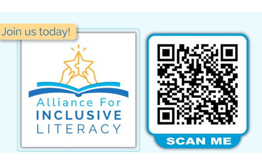Alliance for Inclusive Literacy QR code to sign up to become part of the community