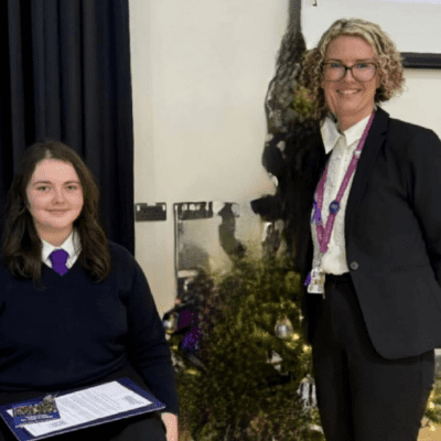 Phoebe at the award ceremony