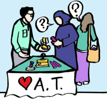 People discussing a variety of assistive technology