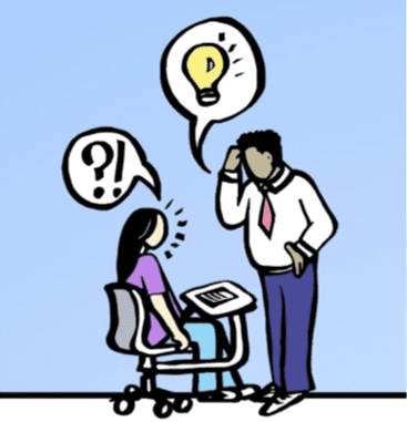 Two people having a discussion
