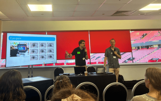 Charlie Danger and Luke Thompson presenting on Beyond Eye Gaze