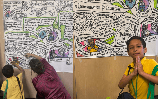 Pen Mendonca and Charlton Manor Primary pupil creating the Mural