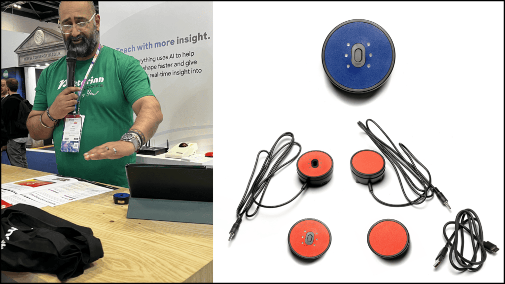 Bob Sagoo demonstrating assistive switches and a selection of ToFFEE switches
